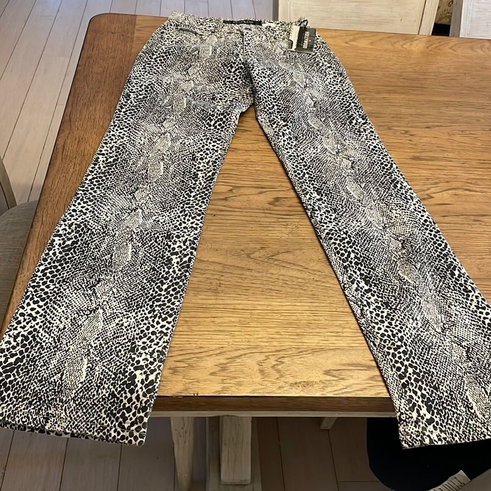 HOLLYWOOD SNAKE PRINT STRETCH FABRIC TROUSERS.  NEW WITH TAGS